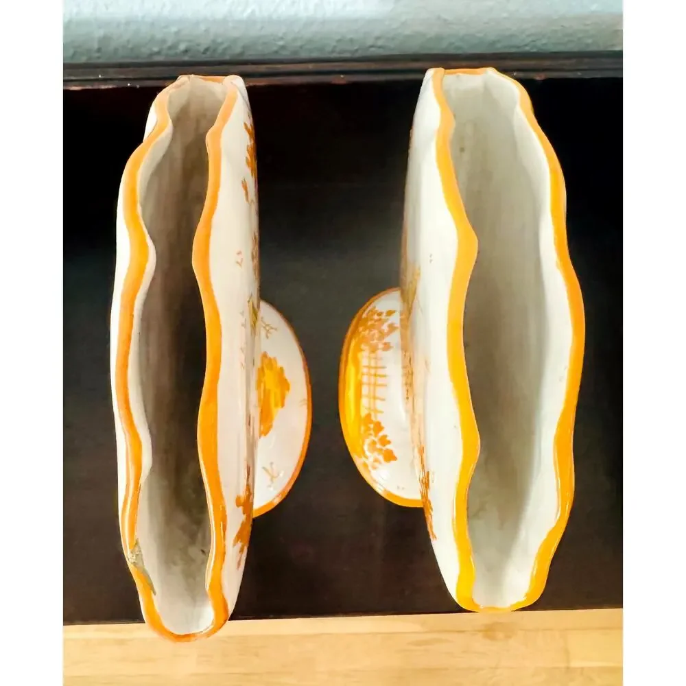 Pair of 1970s Antico Fiorentino Italian Fan Vases